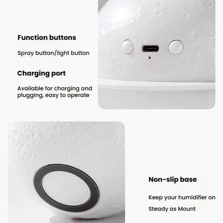 Humidifier USB Large Mist Volume Ambient Light Home Car Aromatherapy Humidifier Decoration Ornament(Moon Planet)