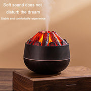 Simulated Charcoal Fire Ambient Night Light Humidifier USB Large Mist Flame Humidifier(Dark Wood Grain)