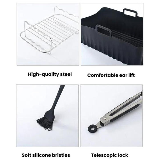 20 In 1 Air Fryer Accessories Set Airfryer Mold Liner Reusable Oven Grill Baking Rack