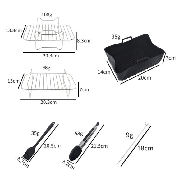 20 In 1 Air Fryer Accessories Set Airfryer Mold Liner Reusable Oven Grill Baking Rack