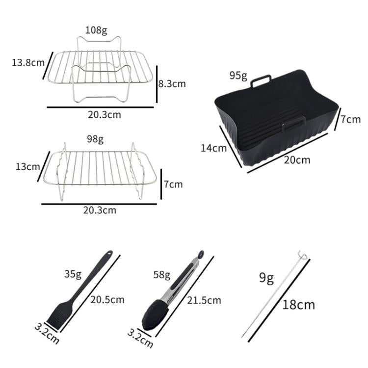 20 In 1 Air Fryer Accessories Set Airfryer Mold Liner Reusable Oven Grill Baking Rack