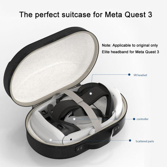 For Meta Quest 3 VR Glasses Storage Case EVA Anti-Pressure Hard Shell Storage Bag(Carbon Fiber Black)