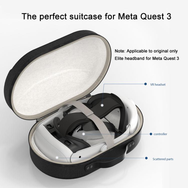 For Meta Quest 3 VR Glasses Storage Case EVA Anti-Pressure Hard Shell Storage Bag(Carbon Fiber Black)