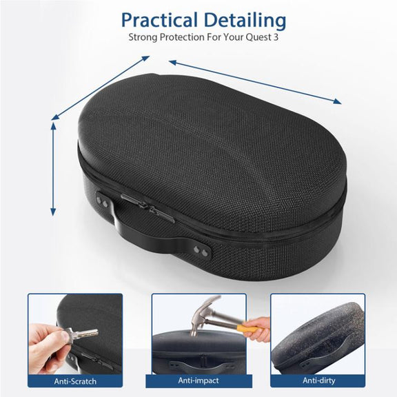 For Meta Quest 3 VR Glasses Storage Case EVA Anti-Pressure Hard Shell Storage Bag(Carbon Fiber Black)