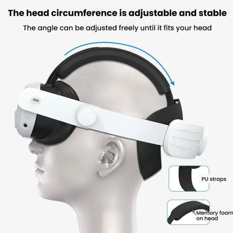 For Meta Quest 3 / 3S Adjustable Headband No Face Pressure VR Head Strap Accessories(White) - free shipping - PMc TechLife - Order now!