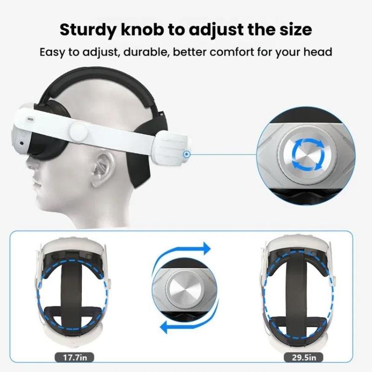 For Meta Quest 3 / 3S Adjustable Headband No Face Pressure VR Head Strap Accessories(White)