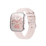 QS08 1.85 Inch Full-Screen Smart Watch with Real-Time Heart Rate/Blood Glucose/Blood Oxygen Monitor, SOS Alert, Sleep Tracking(Pink)
