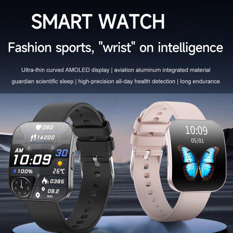 QS08 1.85 Inch Full-Screen Smart Watch with Real-Time Heart Rate/Blood Glucose/Blood Oxygen Monitor, SOS Alert, Sleep Tracking(Pink) - free shipping - PMC TechLife - Order now!