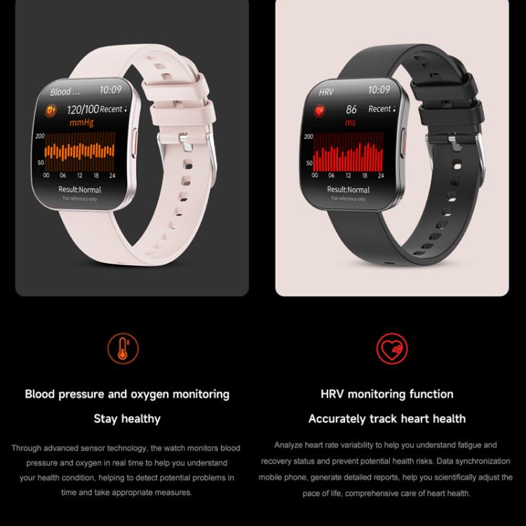 QS08 1.85 Inch Full-Screen Smart Watch with Real-Time Heart Rate/Blood Glucose/Blood Oxygen Monitor, SOS Alert, Sleep Tracking(Pink) - free shipping - PMC TechLife - Order now!