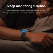QS08 1.85 Inch Full-Screen Smart Watch with Real-Time Heart Rate/Blood Glucose/Blood Oxygen Monitor, SOS Alert, Sleep Tracking(Black)