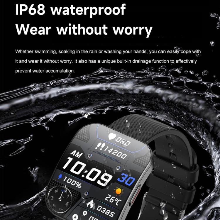 QS08 1.85 Inch Full-Screen Smart Watch with Real-Time Heart Rate/Blood Glucose/Blood Oxygen Monitor, SOS Alert, Sleep Tracking(Black)