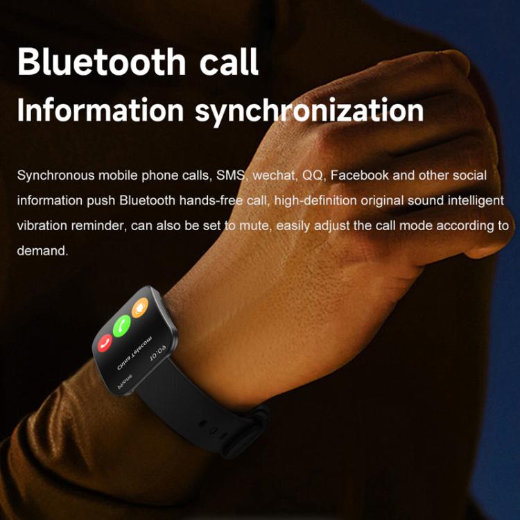 QS08 1.85 Inch Full-Screen Smart Watch with Real-Time Heart Rate/Blood Glucose/Blood Oxygen Monitor, SOS Alert, Sleep Tracking(Black) - free shipping - PMC TechLife - Order now!