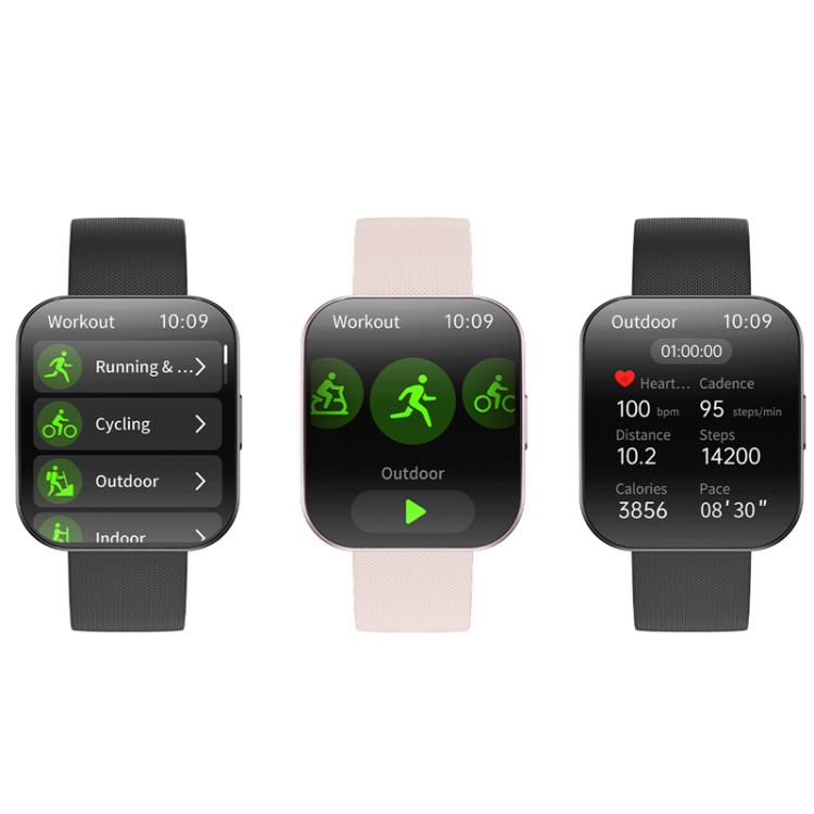 QS08 1.85 Inch Full-Screen Smart Watch with Real-Time Heart Rate/Blood Glucose/Blood Oxygen Monitor, SOS Alert, Sleep Tracking(Black)