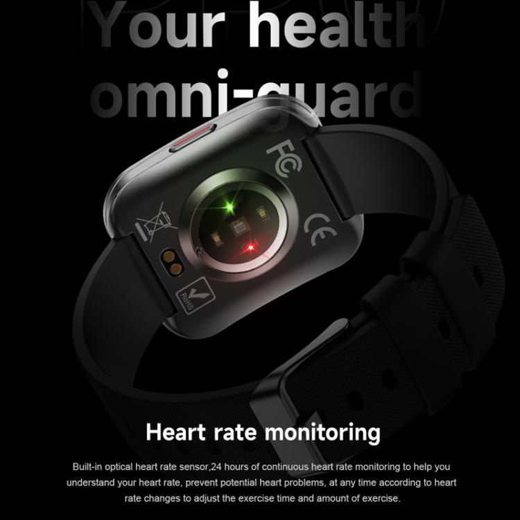 QS08 1.85 Inch Full-Screen Smart Watch with Real-Time Heart Rate/Blood Glucose/Blood Oxygen Monitor, SOS Alert, Sleep Tracking(Black) - free shipping - PMC TechLife - Order now!