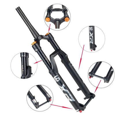 KRSEC XR36 Front Fork Straight Taper Tube Barrel Axle Mountain Bike Wire Damping Forks, Size: 29 inch(Black) - free shipping - PMC Jewellery - Order now!