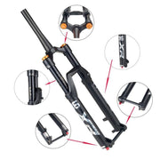 KRSEC XR36 Front Fork Straight Taper Tube Barrel Axle Mountain Bike Wire Damping Forks, Size: 29 inch(Black)