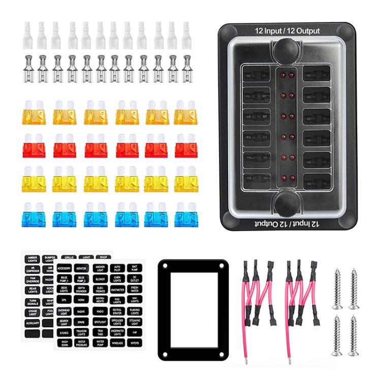 One In And One Out 12-Way Fuse Box LED Indicator With Sticker(ZH-1704B2)