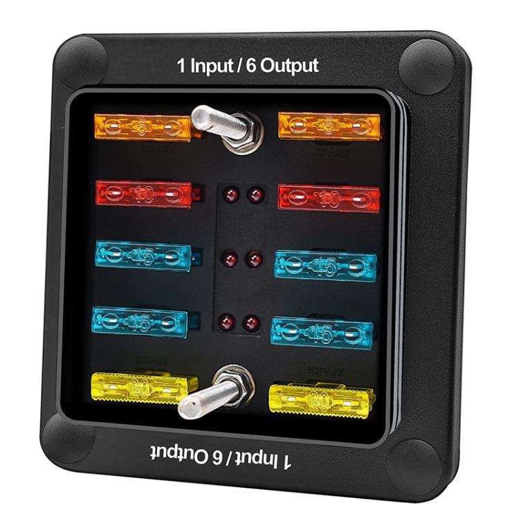 6-Way Water-resistant Fuse Box With LED Indicator And Sticker(ZH-1704A1)