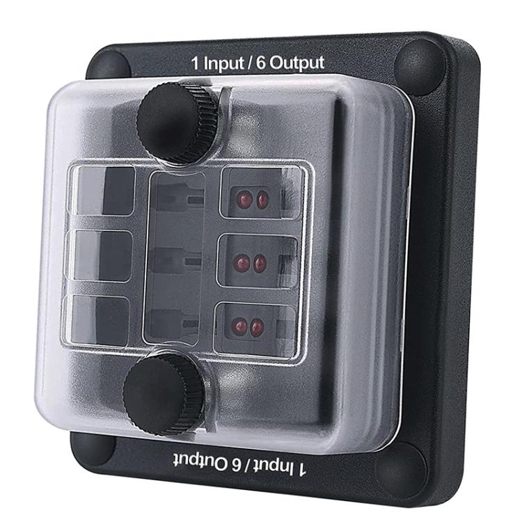 6-Way Waterproof Fuse Box With LED Indicator And Sticker(ZH-1704A1) - Fuse by PMc TechLife | Online Shopping South Africa | PMc TechLife | Buy Now Pay Later Mobicred