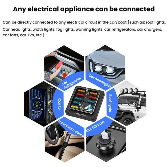 6-Way Water-resistant Fuse Box With LED Indicator And Sticker(ZH-1704A1)