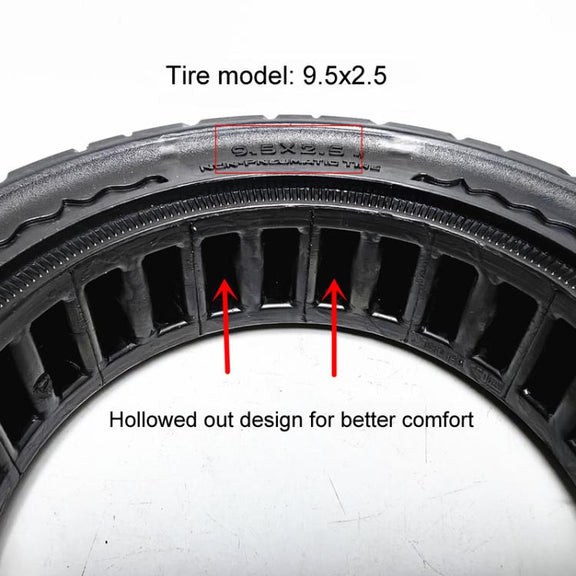 9.5 Inch Electrical Scooter Pneumatic Free Tires 9.5 x 2.50 Off-Road Skeleton Solid Tire, Color: Yellow