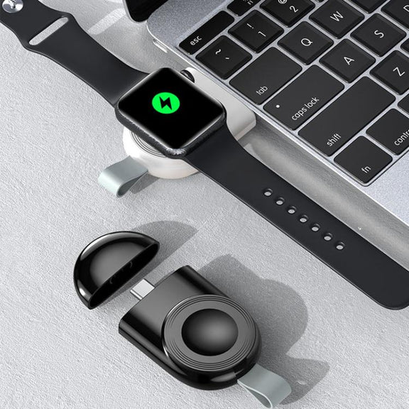 For Apple Watch 1/2/3/4/5/6/7/8/9/10/SE Portable Magnetic Wireless Charger Type-C Smart Wireless Charger(Black)