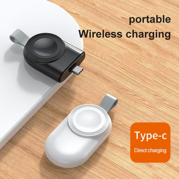 For Apple Watch 1/2/3/4/5/6/7/8/9/10/SE Portable Magnetic Wireless Charger Type-C Smart Wireless Charger(Black)