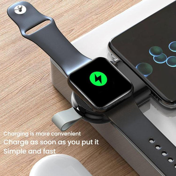For Apple Watch 1/2/3/4/5/6/7/8/9/10/SE Portable Magnetic Wireless Charger Type-C Smart Wireless Charger(White)