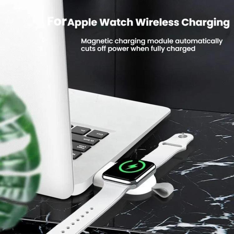 For Apple Watch 1/2/3/4/5/6/7/8/9/10/SE Portable USB Magnetic Wireless Charger(White)