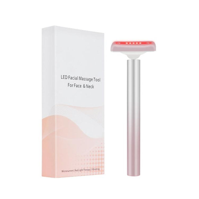 Red Light Facial Wand Eye Neck Massager With Vibrating for Lifting, Dark Circle Reduction(Gradient Pink)