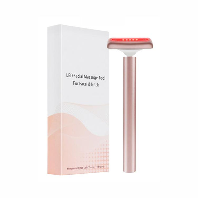 Red Light Facial Wand Eye Neck Massager With Vibrating for Lifting, Dark Circle Reduction(Fairy Pink)