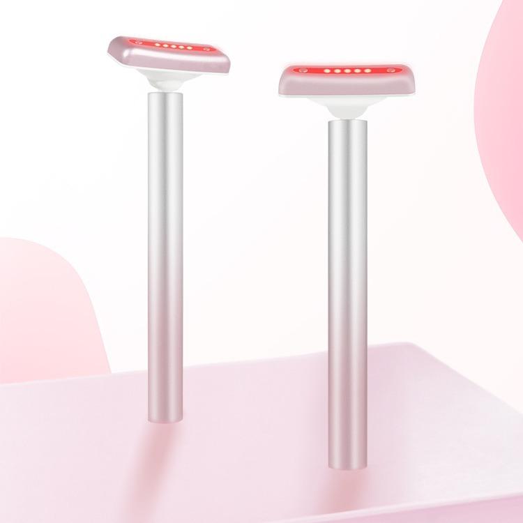 Red Light Facial Wand Eye Neck Massager With Vibrating for Lifting, Dark Circle Reduction(Fairy Pink)