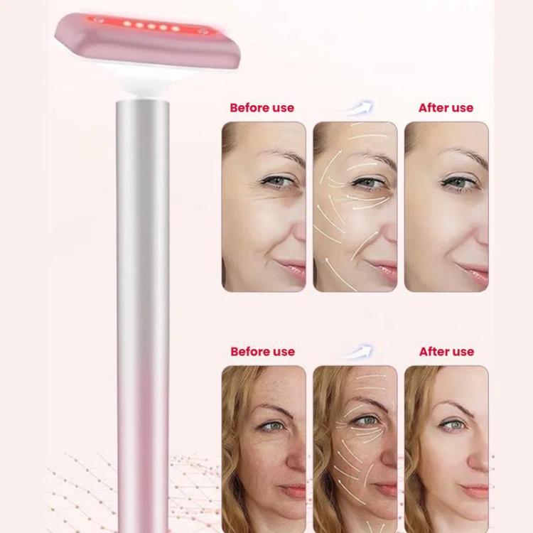 Red Light Facial Wand Eye Neck Massager With Vibrating for Lifting, Dark Circle Reduction(Gradient Pink) - free shipping - PMC TechLife - Order now!