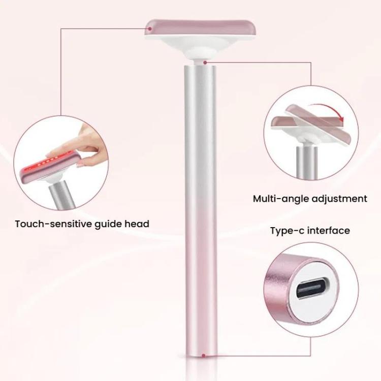Red Light Facial Wand Eye Neck Massager With Vibrating for Lifting, Dark Circle Reduction(Fairy Pink)