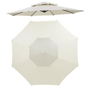 3 Meters 8-Rib Replacement Canopy For Outdoor Patio Umbrella Double Top Water-resistant Sunshade Fabric(Beige)