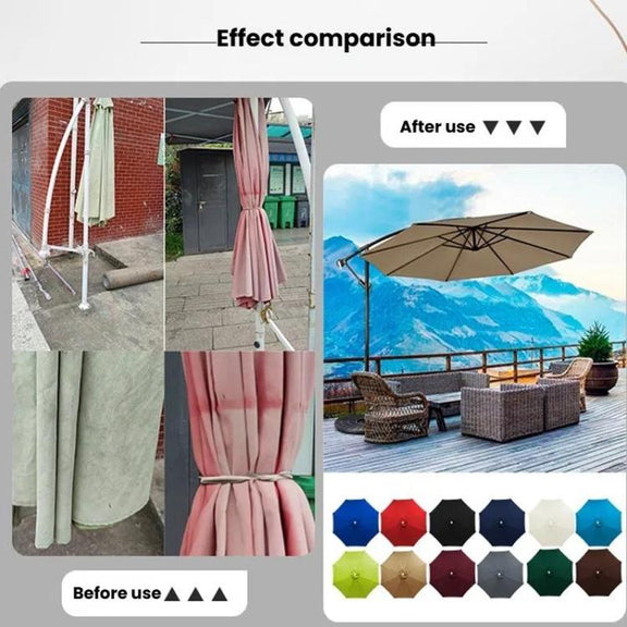 2.7 Meters 8-Rib Replacement Canopy For Outdoor Patio Umbrella Double Top Water-resistant Sunshade Fabric(Khaki)