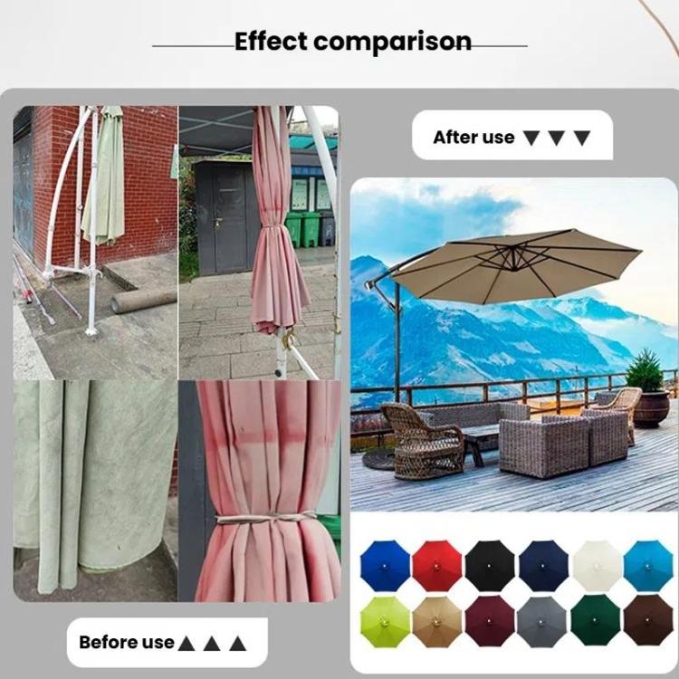 2.7 Meters 8-Rib Replacement Canopy For Outdoor Patio Umbrella Double Top Water-resistant Sunshade Fabric(Khaki)