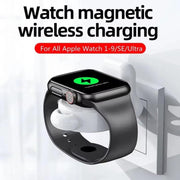 For Apple Watch 1/2/3/4/5/6/7/8/9/10/SE Magnetic Wireless Charger Mini Portable Smart Charger(Black)