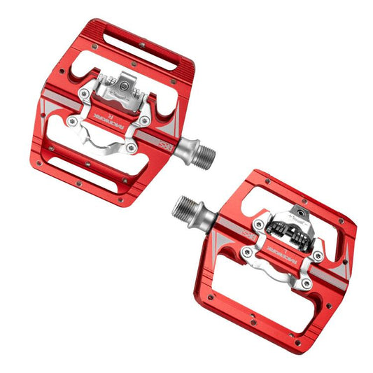 RACEWORK M215 Bicycle Lock Pedal To Flat Pedal Aluminum Alloy SPD Clipless Pedal(Red) - free shipping - PMC Jewellery - Order now!