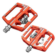 RACEWORK M215 Bicycle Lock Pedal To Flat Pedal Aluminum Alloy SPD Clipless Pedal(Orange)