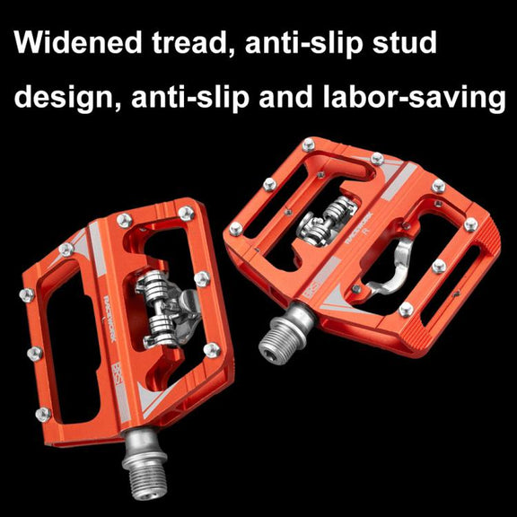 RACEWORK M215 Bicycle Lock Pedal To Flat Pedal Aluminum Alloy SPD Clipless Pedal(Orange)