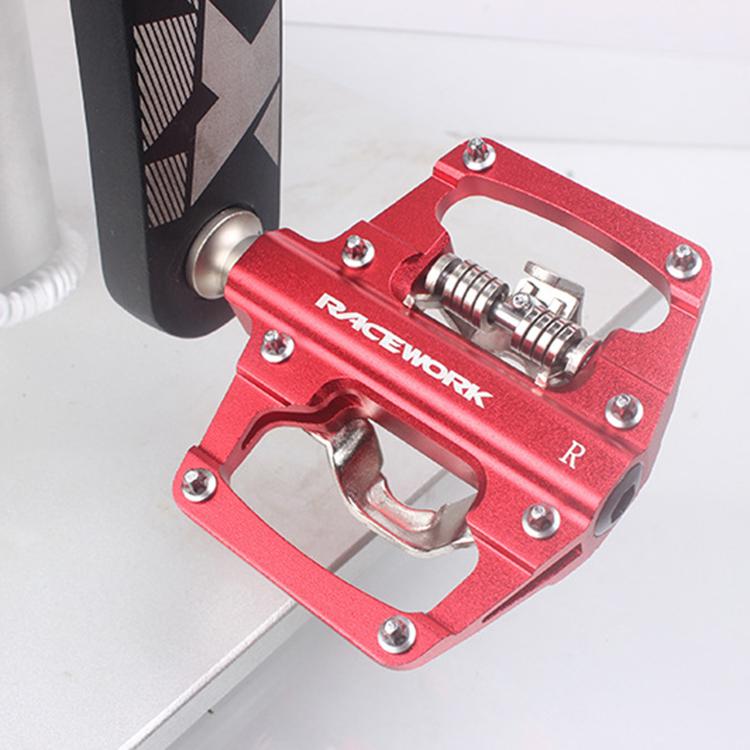RACEWORK RK213 1pair Mountain Bike SPD + Flat Pedal Self-locking Dual-purpose Pedal(Orange)