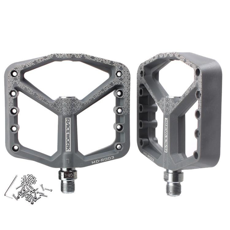 RACEWORK RK579 1pair Bicycle Wide Anti-slip Bearing Pedal Nylon Pedal(Gray) - free shipping - PMc TechLife - Order now!