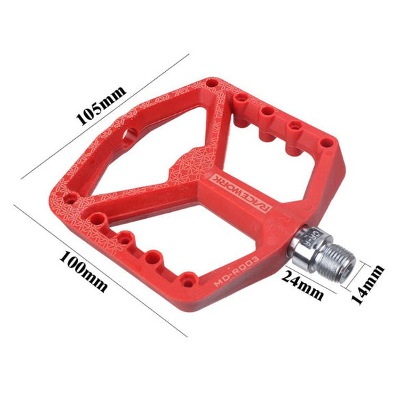 RACEWORK RK579 1pair Bicycle Wide Anti-slip Bearing Pedal Nylon Pedal(Blue)