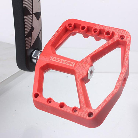 RACEWORK RK579 1pair Bicycle Wide Anti-slip Bearing Pedal Nylon Pedal(Black)
