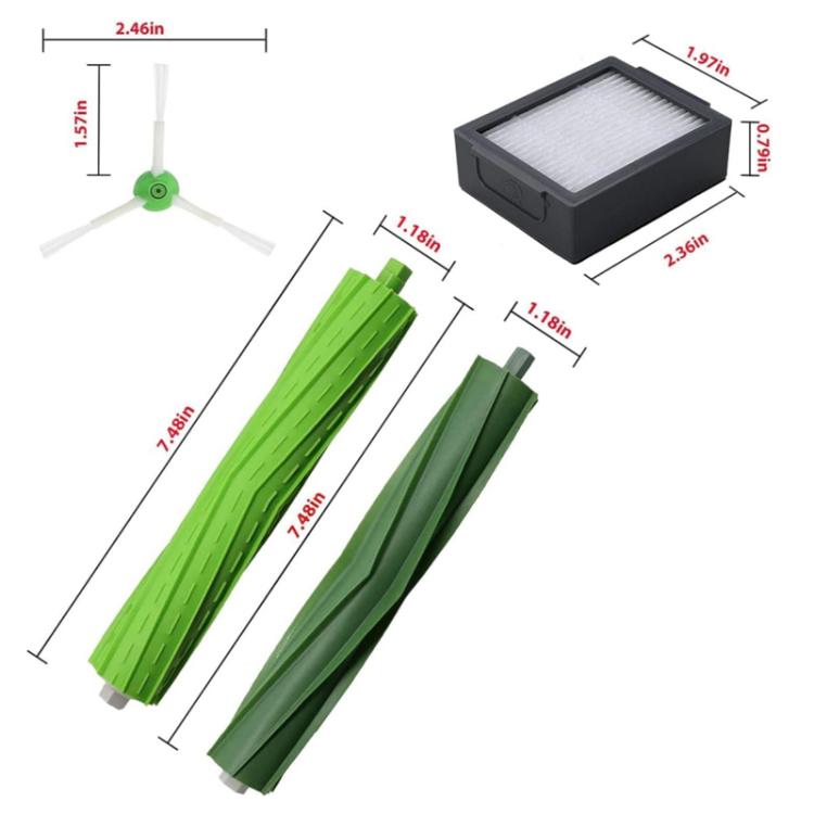 14pcs /Set For IRobot Roomba i7 / i7+ / i3 / E5 / i3+ / i4 / i6 / i6+i8 Series Sweeper Accessories(Main Brush+Filter+Side Brush With Screws Set) - For iRobot Accessories by PMc TechLife | Online Shopping South Africa | PMc TechLife | Buy Now Pay Later Mobicred