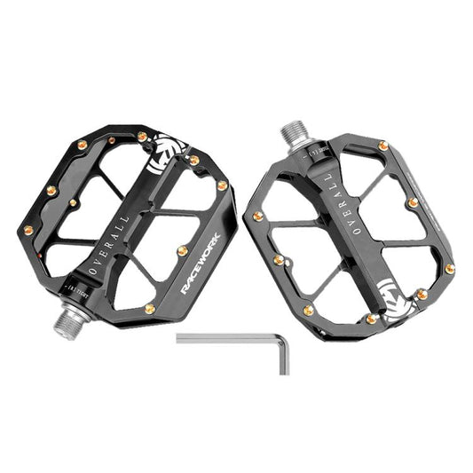 RACEWORK D029 CNC Triple Bearing Hollow Anti-slip Bicycle Pedals(Black) - free shipping - PMC Jewellery - Order now!