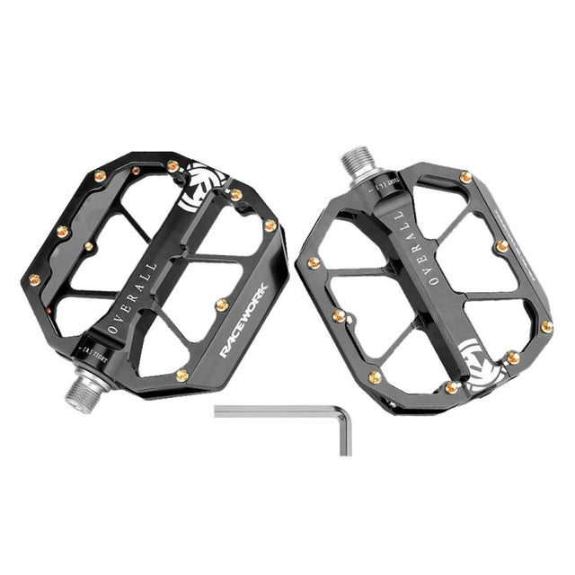 RACEWORK D029 CNC Triple Bearing Hollow Anti-slip Bicycle Pedals(Black)