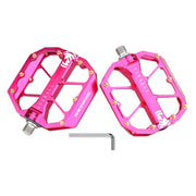 RACEWORK D029 CNC Triple Bearing Hollow Anti-slip Bicycle Pedals(Rose Red)