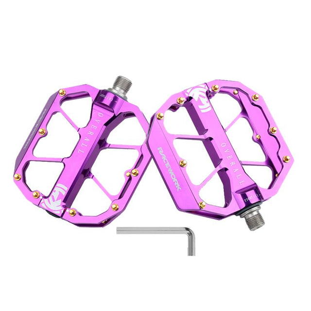 RACEWORK D029 CNC Triple Bearing Hollow Anti-slip Bicycle Pedals(Purple)